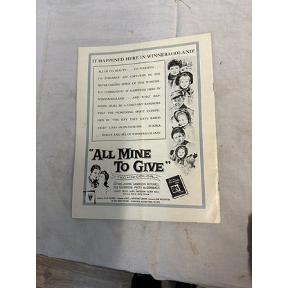 Vintage All mine to Give Raulf Theatre Oshkosh Wisconsin Souvenir Program