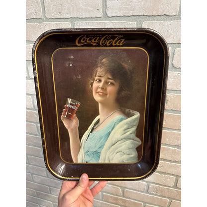 Original Coca Cola 1923 Flapper Girl Advertising Serving Tray Sign Antique