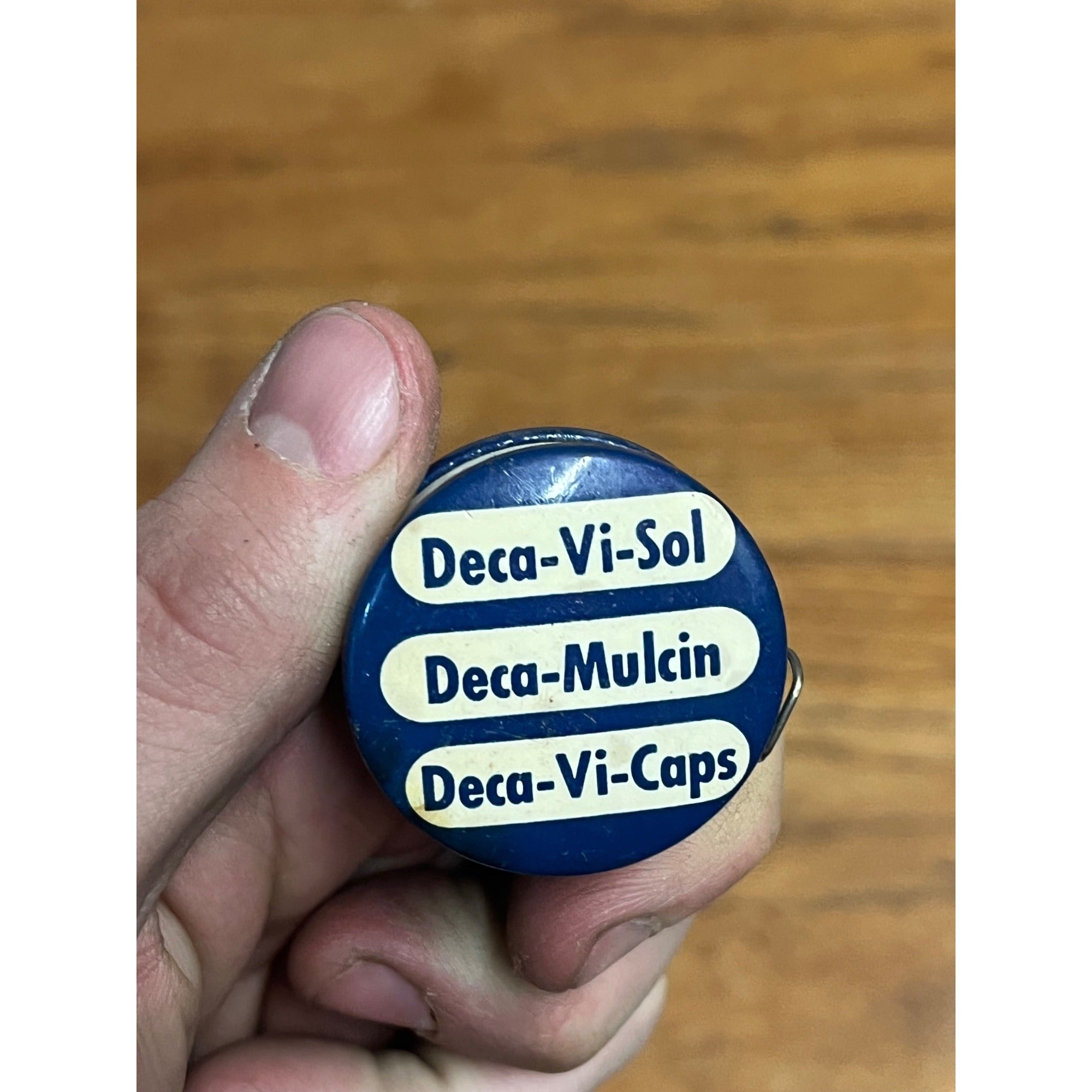 Vintage Deca Vitamins Celluloid Advertising Tape Measure Deca-Vi-Caps Deca-Mulcin