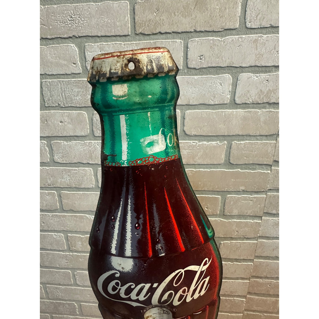 Vintage Coca Cola Bottle Advertising 16.5" Thermometer Sign Roberston - No Tube