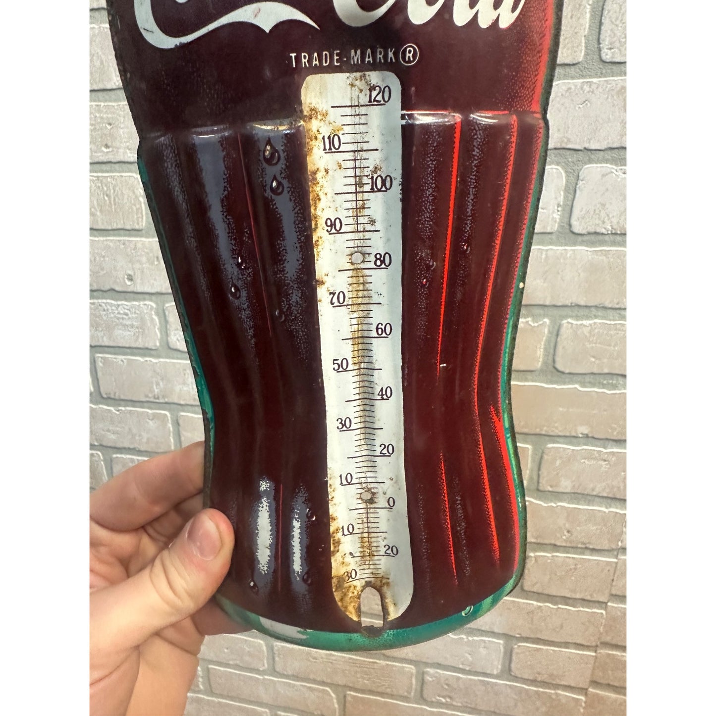 Vintage Coca Cola Bottle Advertising 16.5" Thermometer Sign Roberston - No Tube