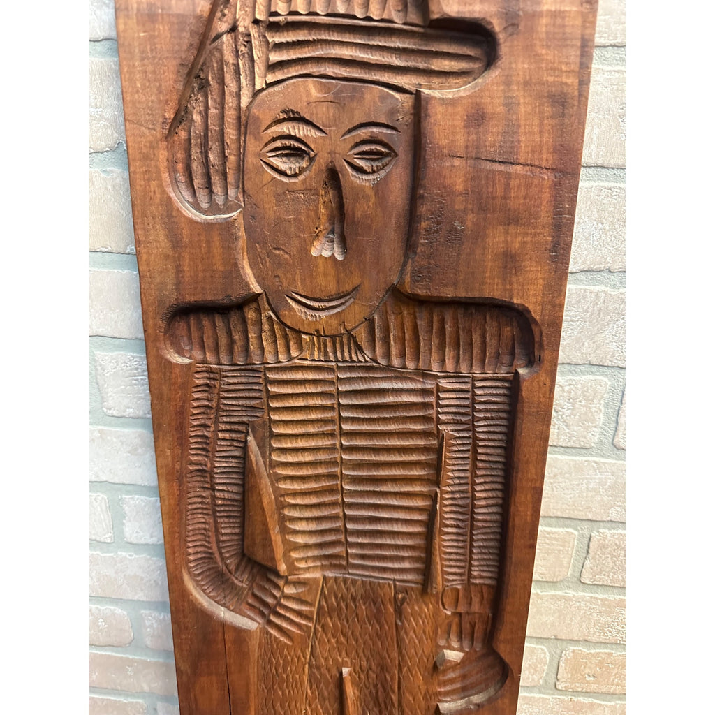 Antique Primitive 19th c. Large Wood Cookie Mold Soldier 39"x10" Springerle AAFA