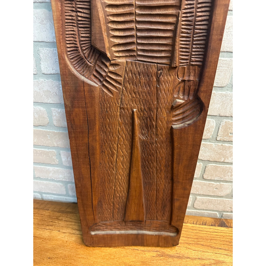 Antique Primitive 19th c. Large Wood Cookie Mold Soldier 39"x10" Springerle AAFA
