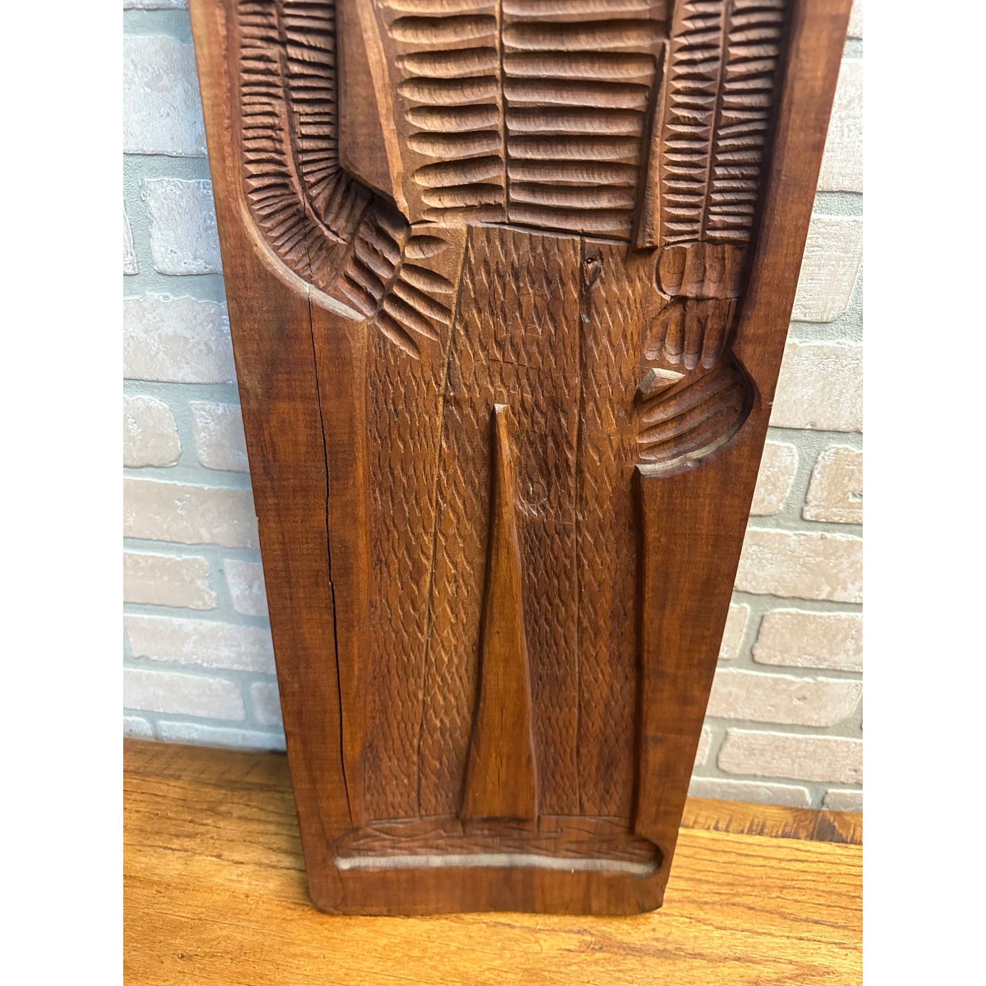 Antique Primitive 19th c. Large Wood Cookie Mold Soldier 39"x10" Springerle AAFA