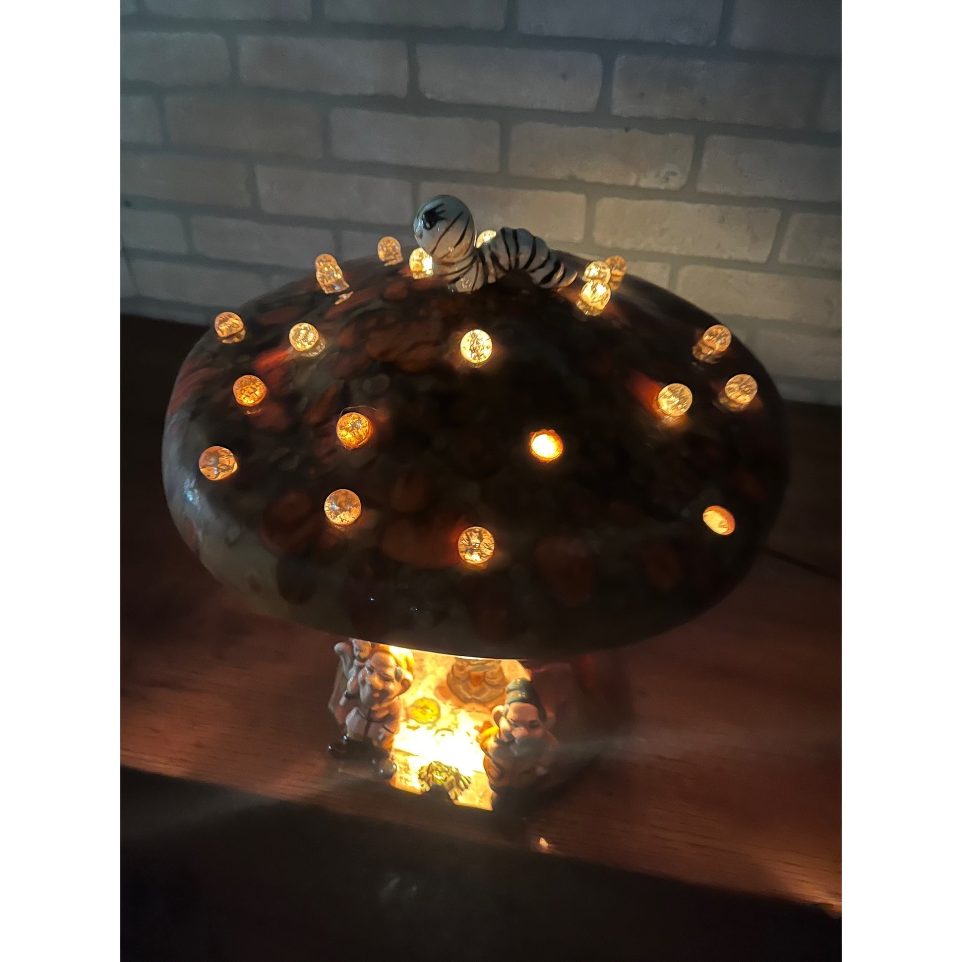 Vintage 1970s Groovy Mushroom & Gnome Table Lamp