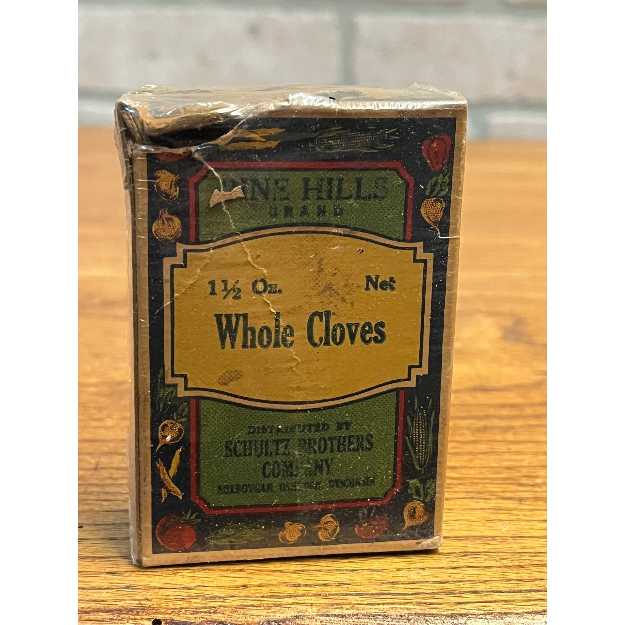Vintage Pine Hills Brand Schultz Brothers Spice Box Cardboard Sheboygan Wis WI