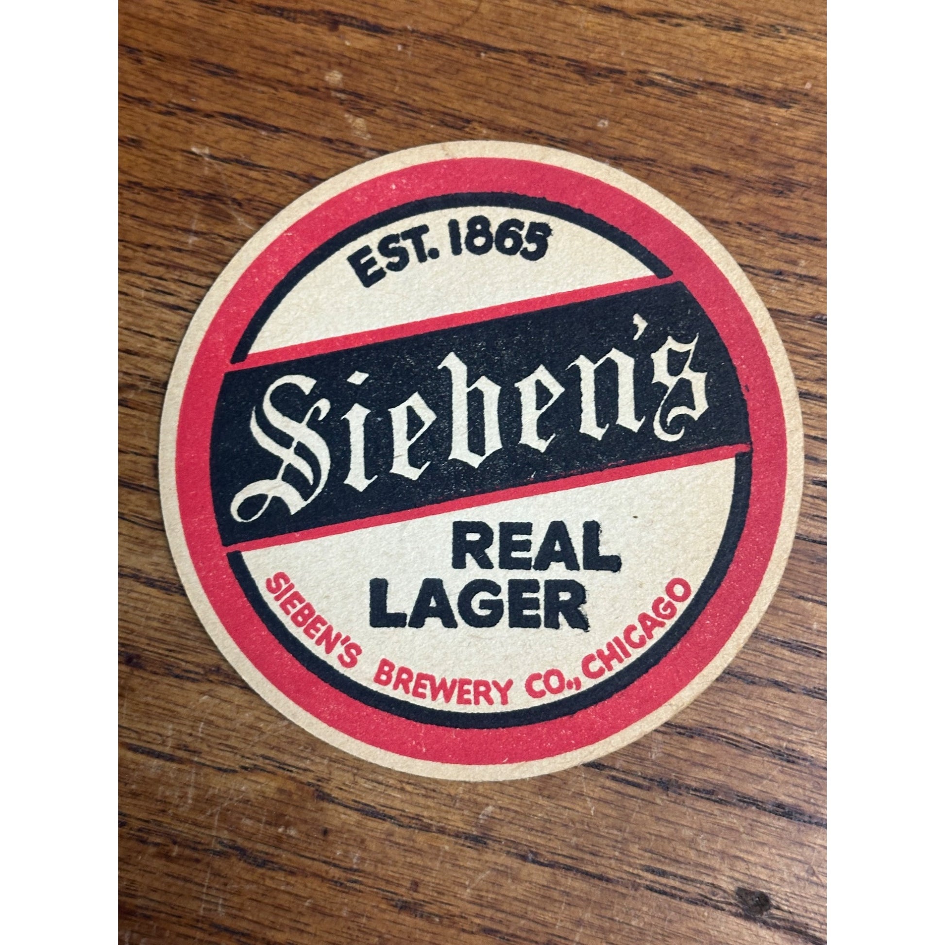 Vintage 1940s Sieben's Real Lager Chicago Brewery Beer Bar Coaster 4"
