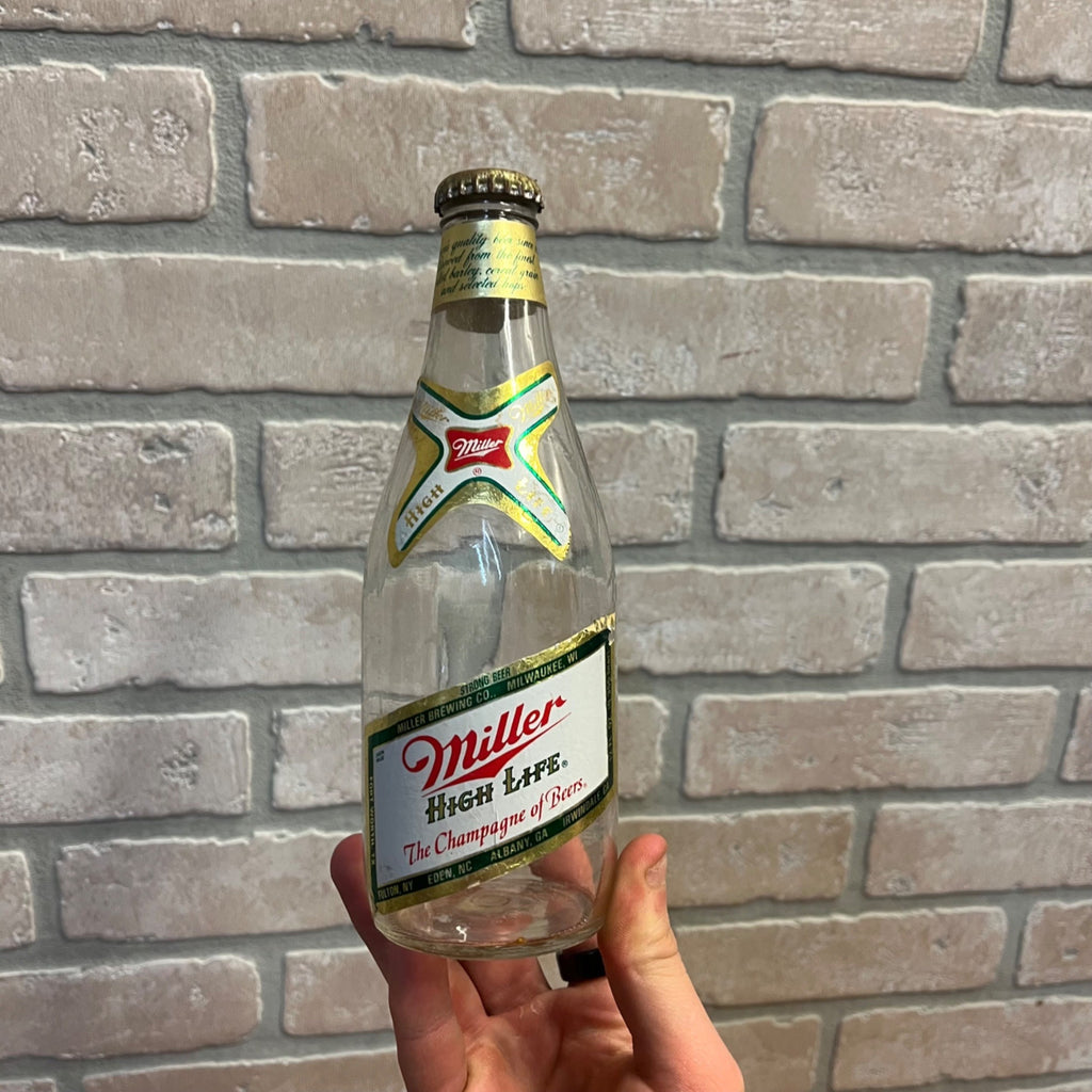 Vintage 1980s Clear 12oz Miller High Life Glass Beer Bottle Milwaukee Wis Stubby