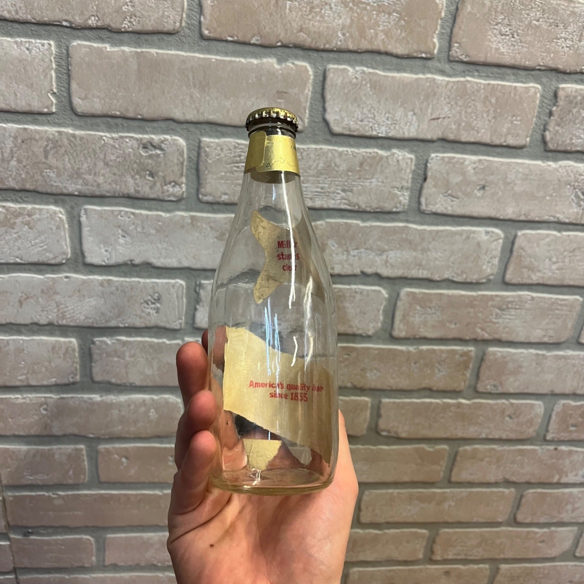 Vintage 1980s Clear 12oz Miller High Life Glass Beer Bottle Milwaukee Wis Stubby