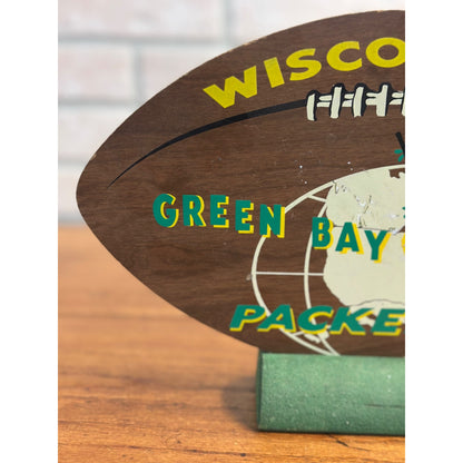 Vintage 1960s Green Bay Packers Champions Wooden Sign Plaque Football