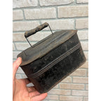 Antique Vintage Metal Tin Lunch Box Pail Wood Handle -Railroad Miners, Primitive
