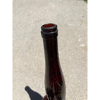 Antique 1870s Deep Amethyst-Red Black Glass Wine Port Bottle Hand Blown Liquor