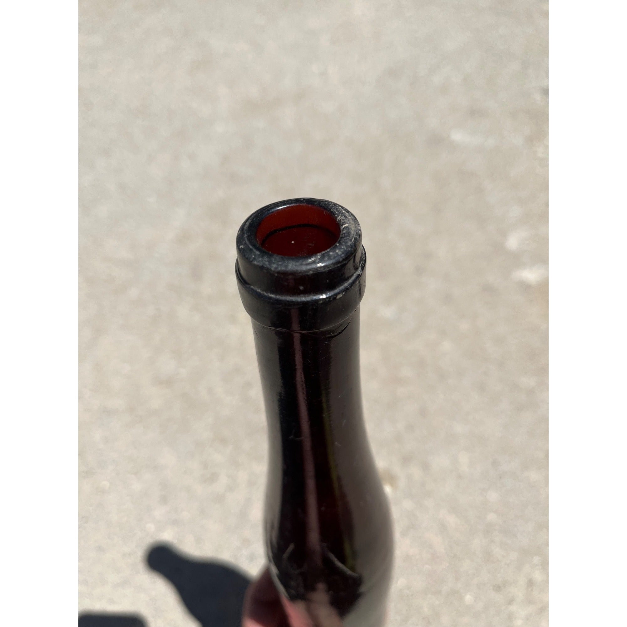 Antique 1870s Deep Amethyst-Red Black Glass Wine Port Bottle Hand Blown Liquor