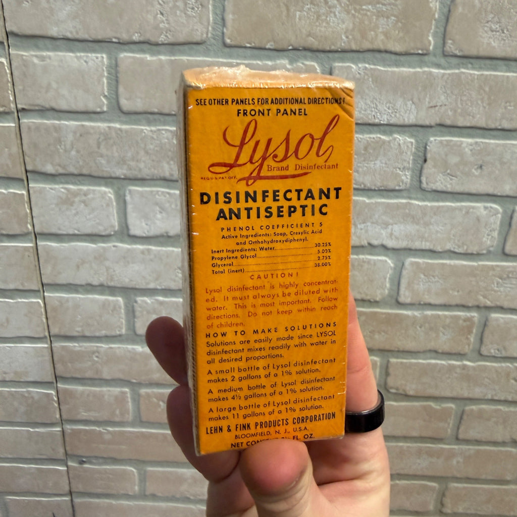 Vintage LYSOL Antiseptic Brown Glass Bottle & Box Empty 2 1/2 oz