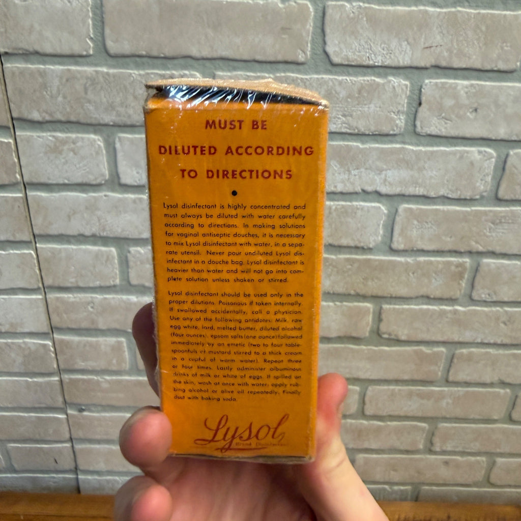 Vintage LYSOL Antiseptic Brown Glass Bottle & Box Empty 2 1/2 oz