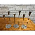 Vintage 1960s MCM Stainless Steel Two Stem Candlesticks MG Danish Candle Holder