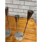 Vintage 1960s MCM Stainless Steel Two Stem Candlesticks MG Danish Candle Holder