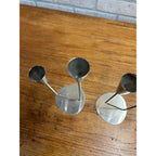 Vintage 1960s MCM Stainless Steel Two Stem Candlesticks MG Danish Candle Holder