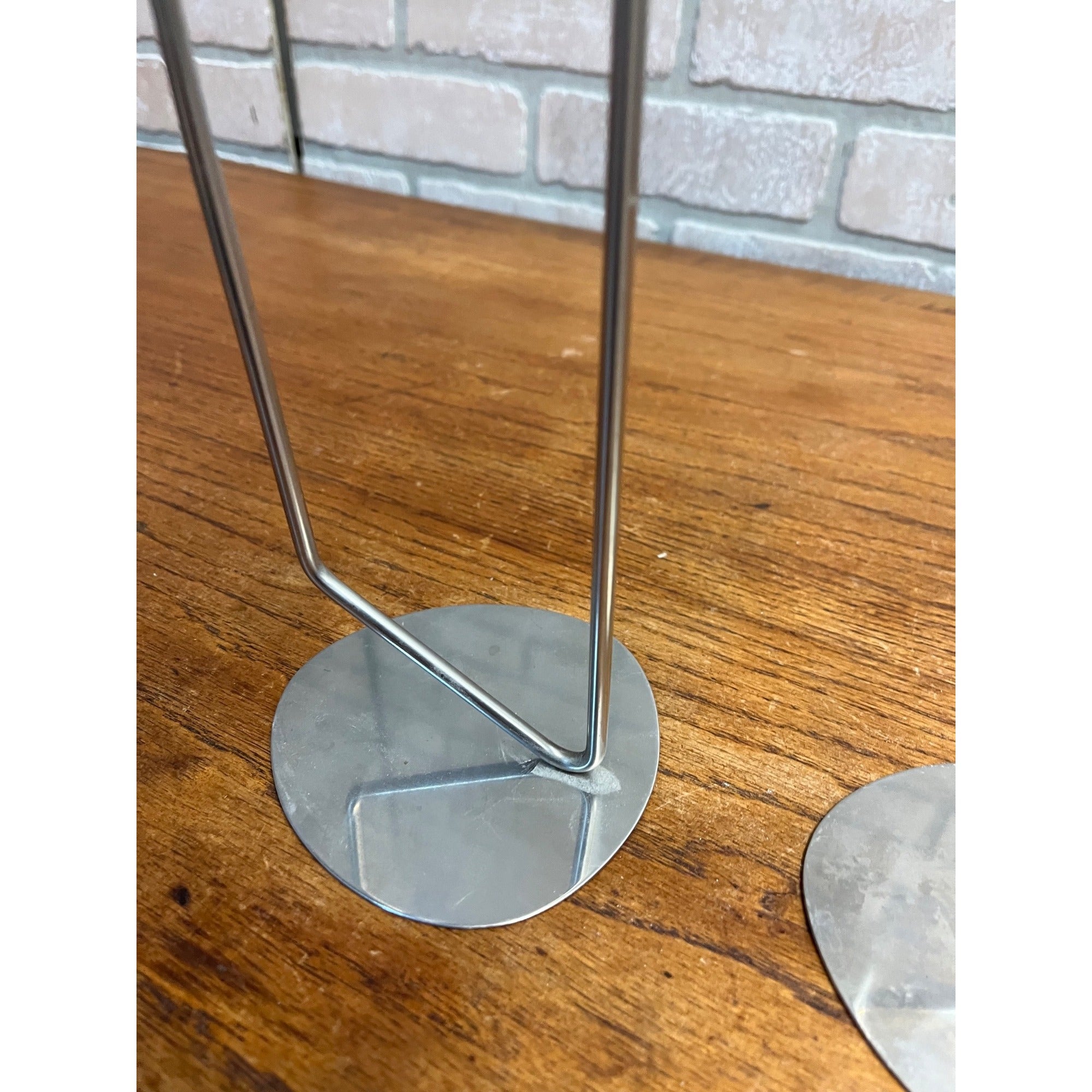 Vintage 1960s MCM Stainless Steel Two Stem Candlesticks MG Danish Candle Holder