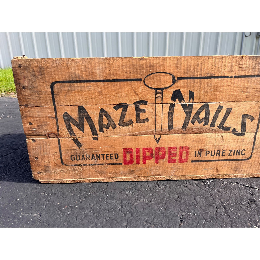 Vintage Wooden Wood Maze Nails Crate Advertising Shipping Box