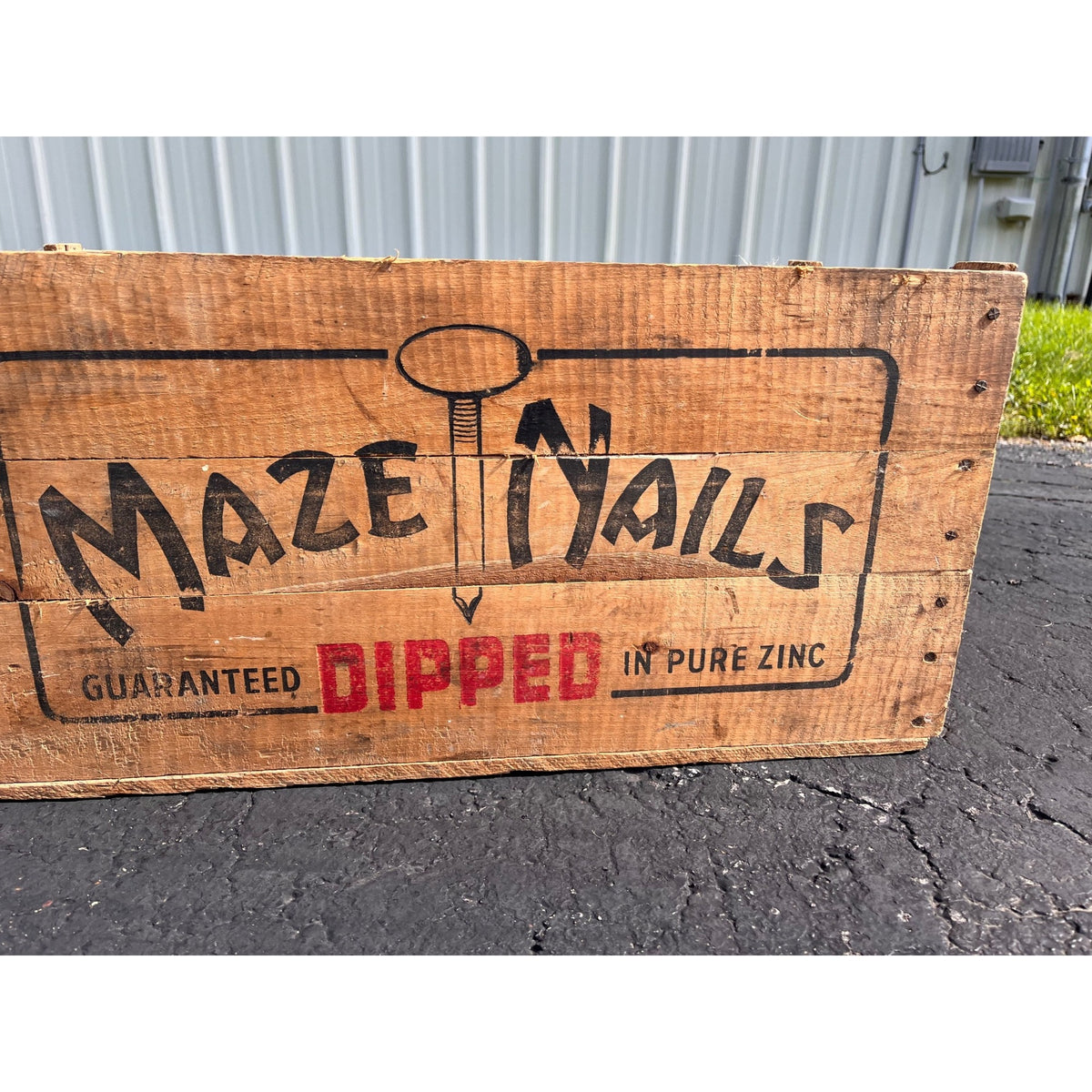 Vintage Wooden Wood Maze Nails Crate Advertising Shipping Box