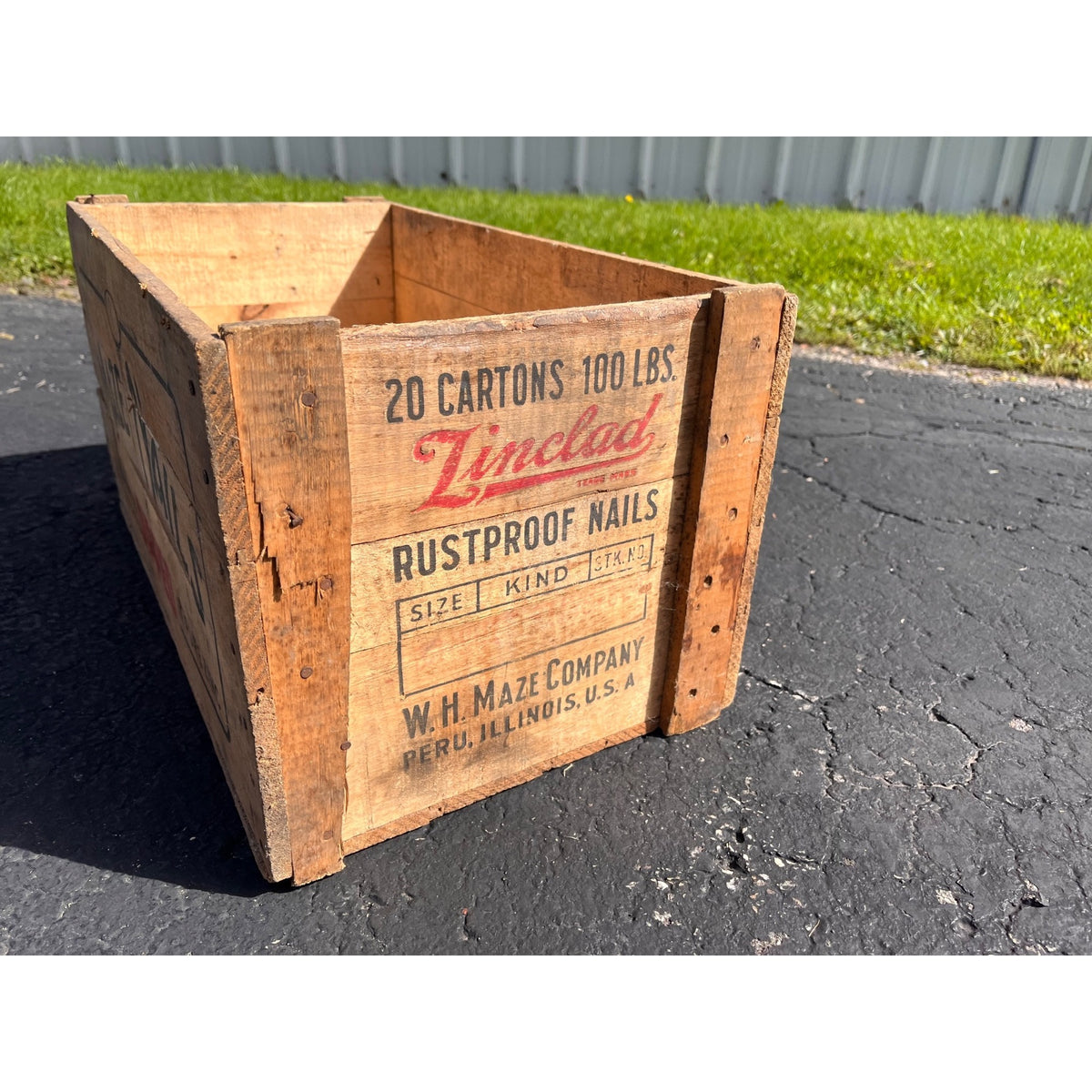 Vintage Wooden Wood Maze Nails Crate Advertising Shipping Box