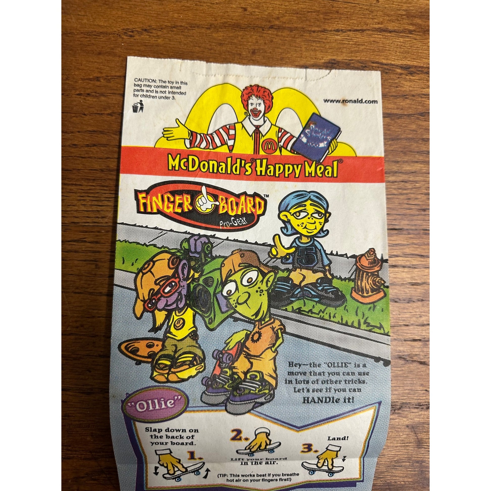 Vintage 2000 Mcdonalds Happy Meal Bag Finger Skate Board Pro Gear