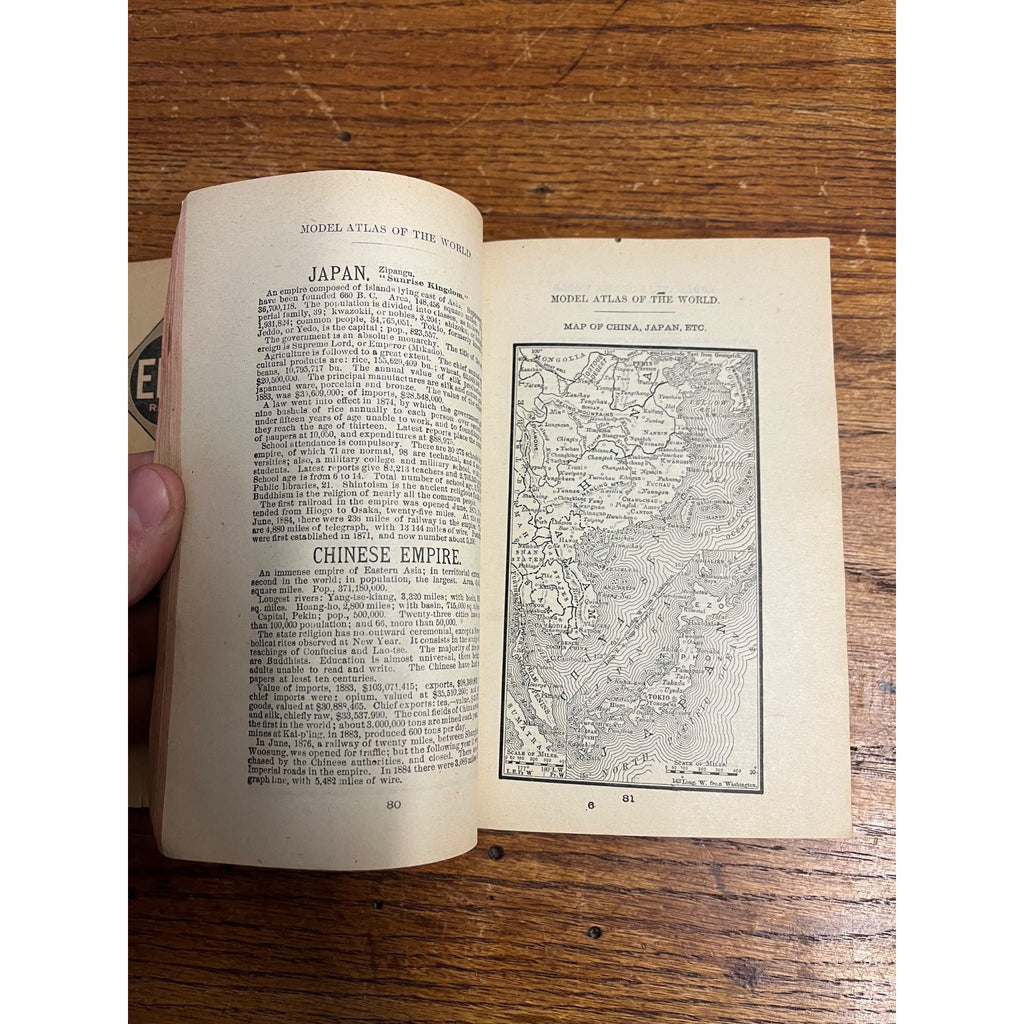 RARE Antique Early Rand McNally Model Atlas of the World Map Guide Book Railroad