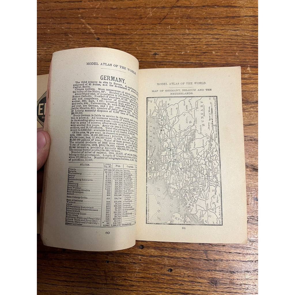 RARE Antique Early Rand McNally Model Atlas of the World Map Guide Book Railroad