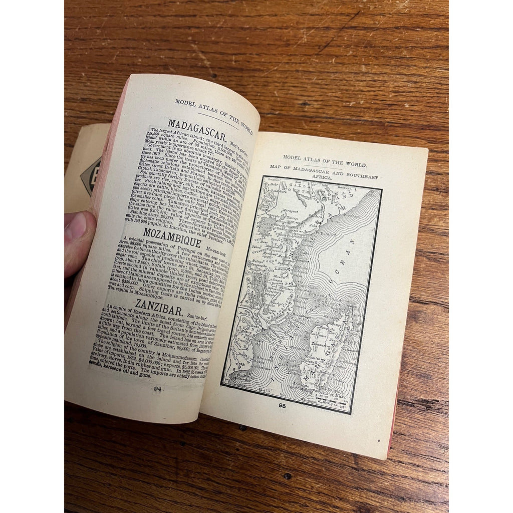 RARE Antique Early Rand McNally Model Atlas of the World Map Guide Book Railroad