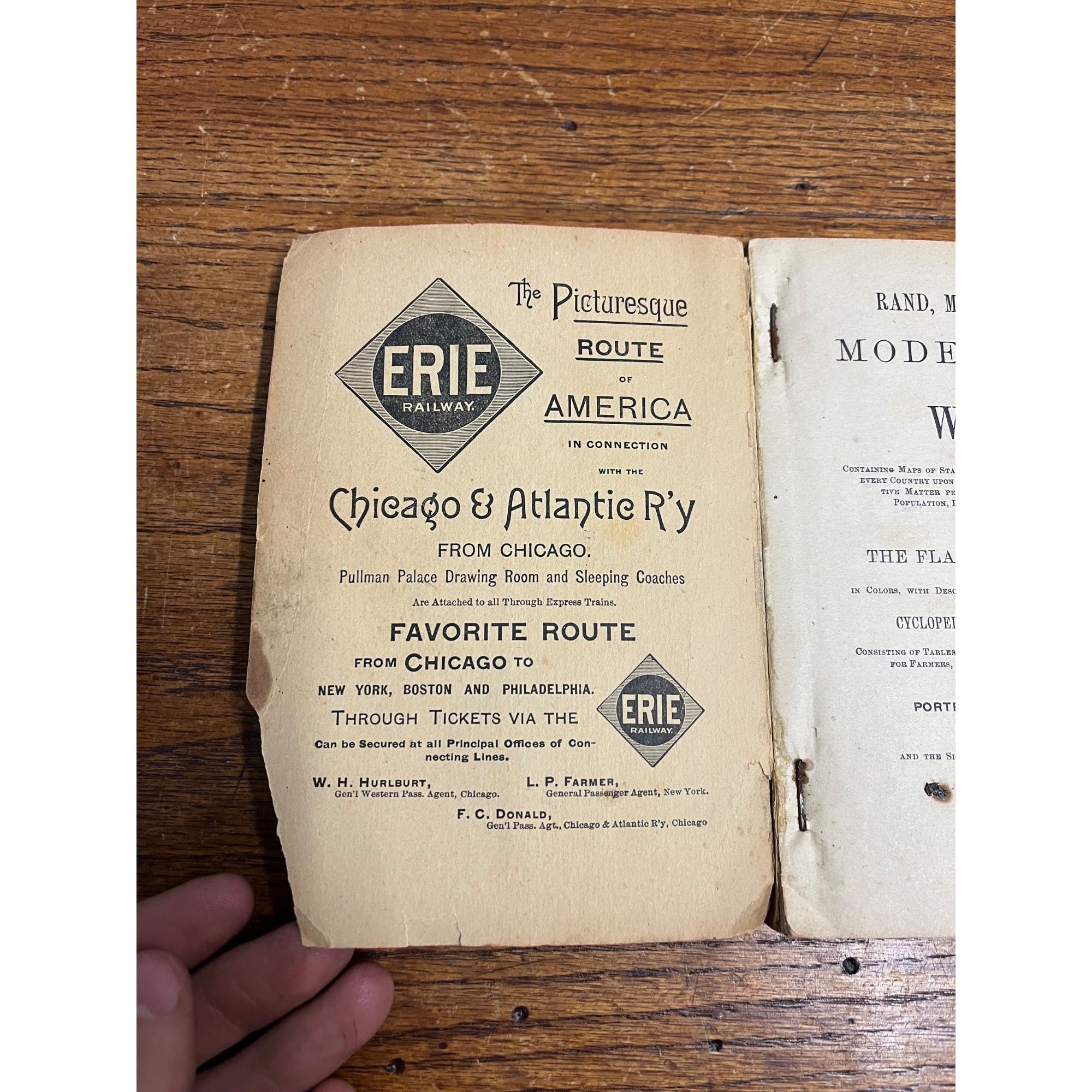RARE Antique Early Rand McNally Model Atlas of the World Map Guide Book Railroad