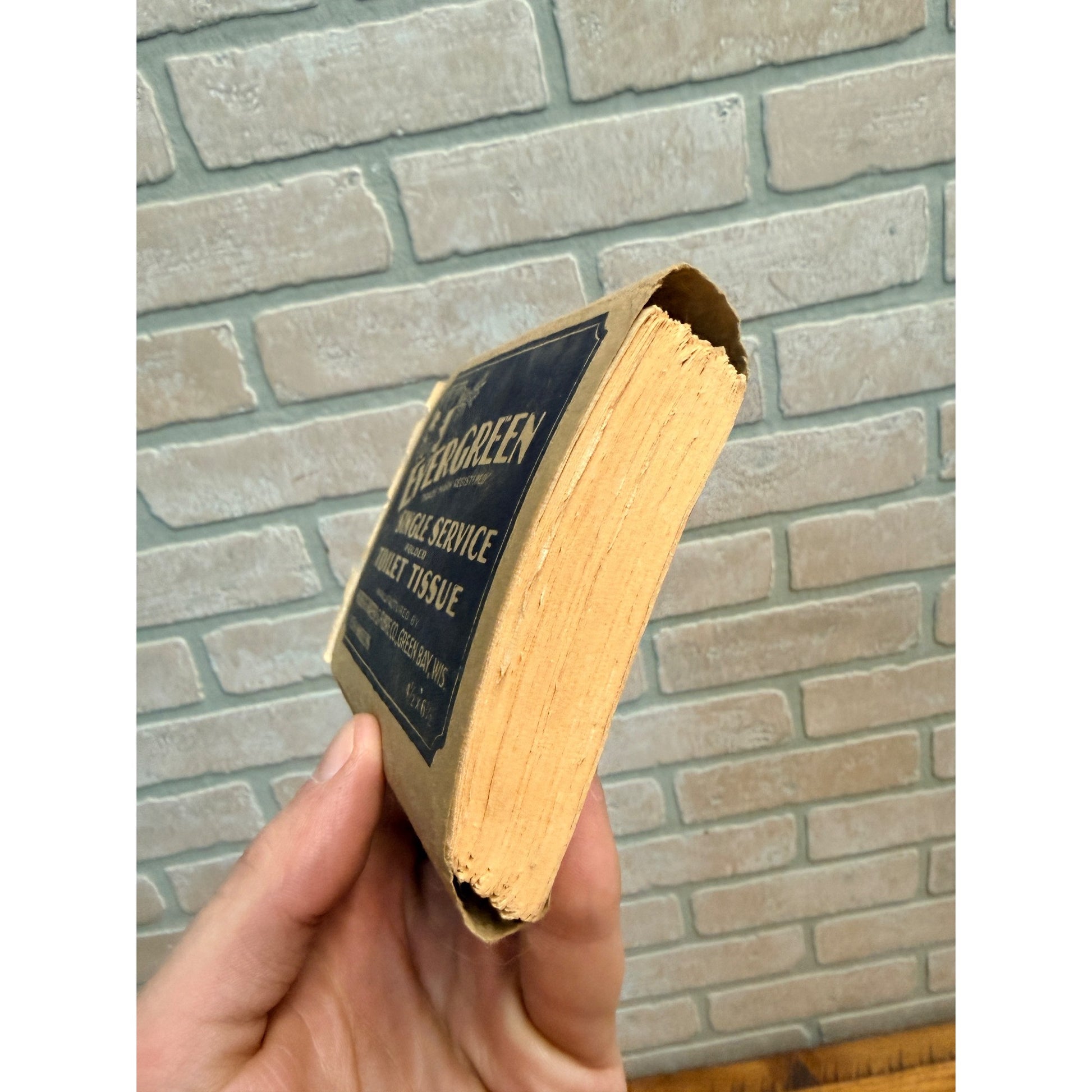 Vintage Evergreen Single Service Fold Toilet Tissue Toilet Paper Green bay Wis