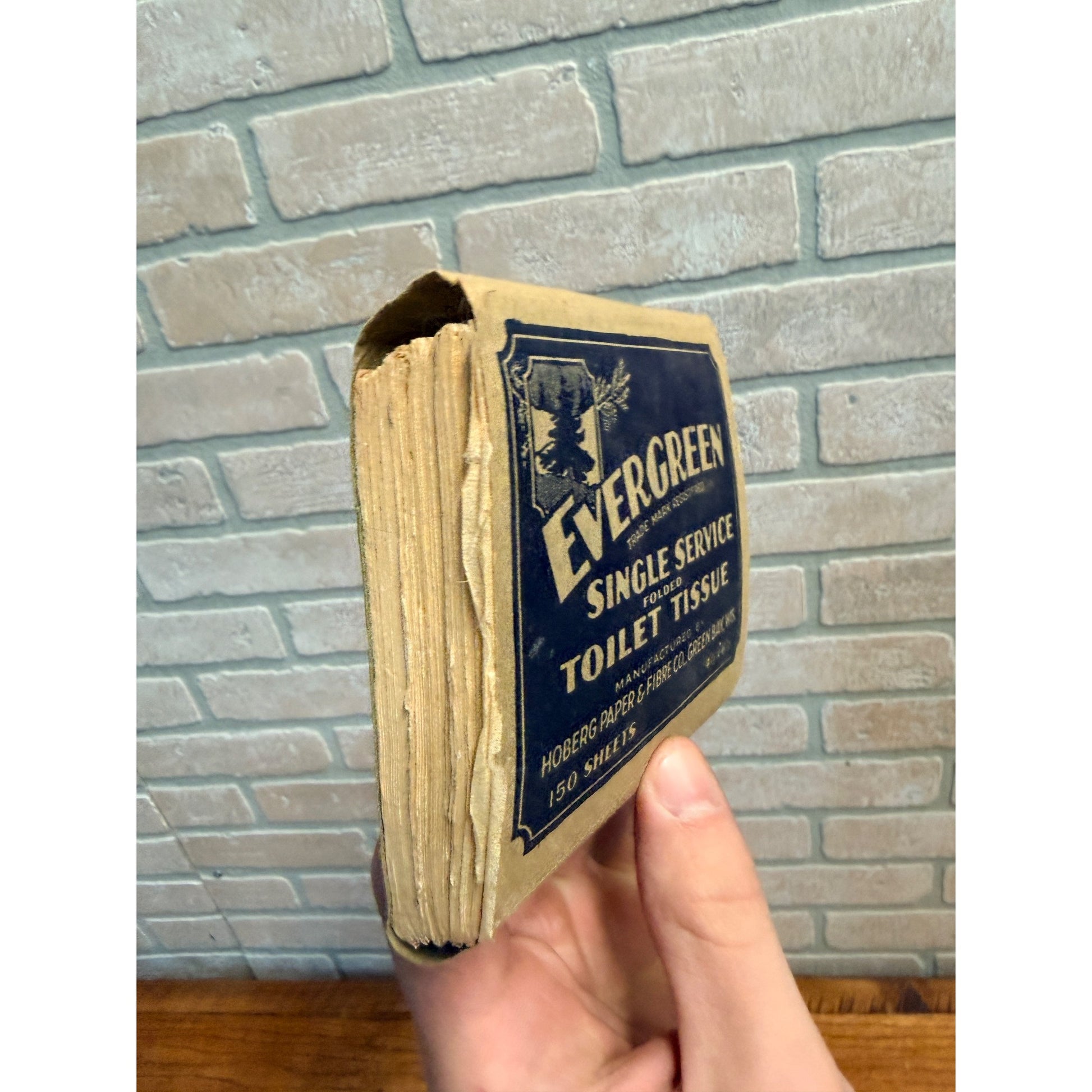 Vintage Evergreen Single Service Fold Toilet Tissue Toilet Paper Green bay Wis