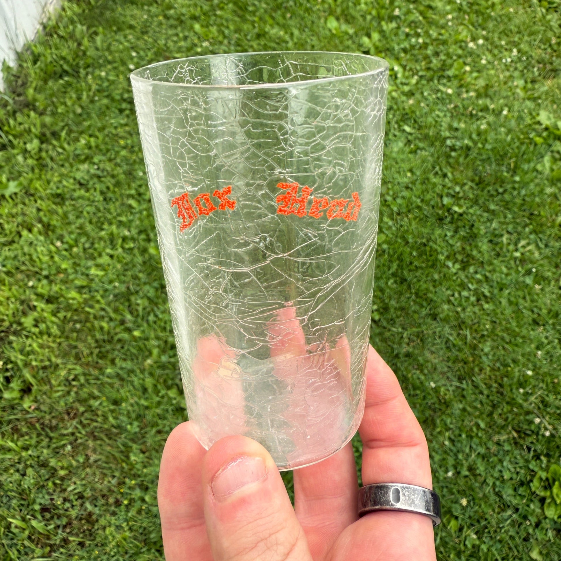 Vintage Fox Head 400 Beer 1930-40's Crackle Tap Beer Glass Waukesha WI