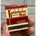 Vintage 1930s Knickerbocker Hotel  - Milwaukee Wisconsin - FULL Matchbook WI Wis