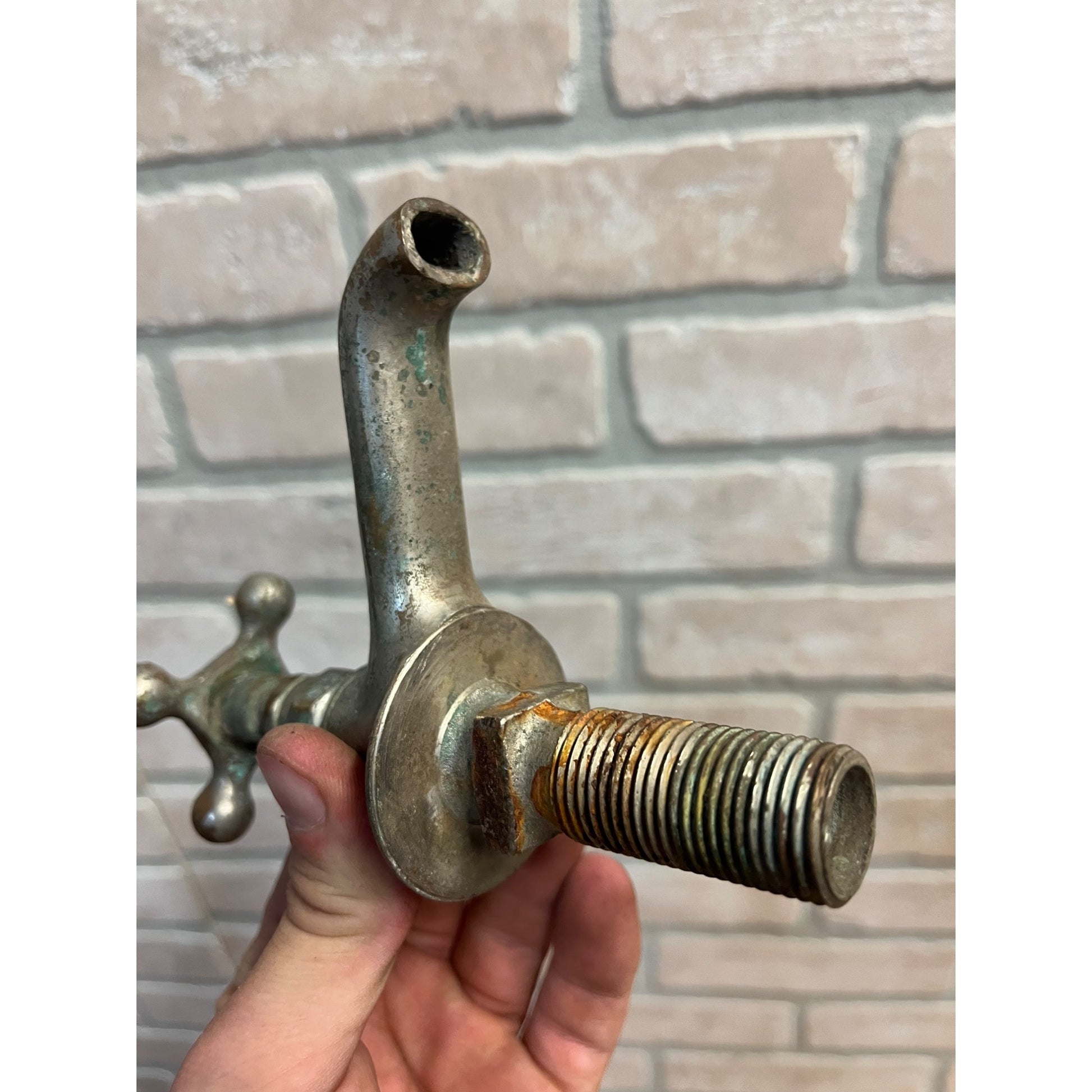 Vintage Cold Bathroom Sink Tub Faucet Spout Plated Brass Porcelain - Monarch