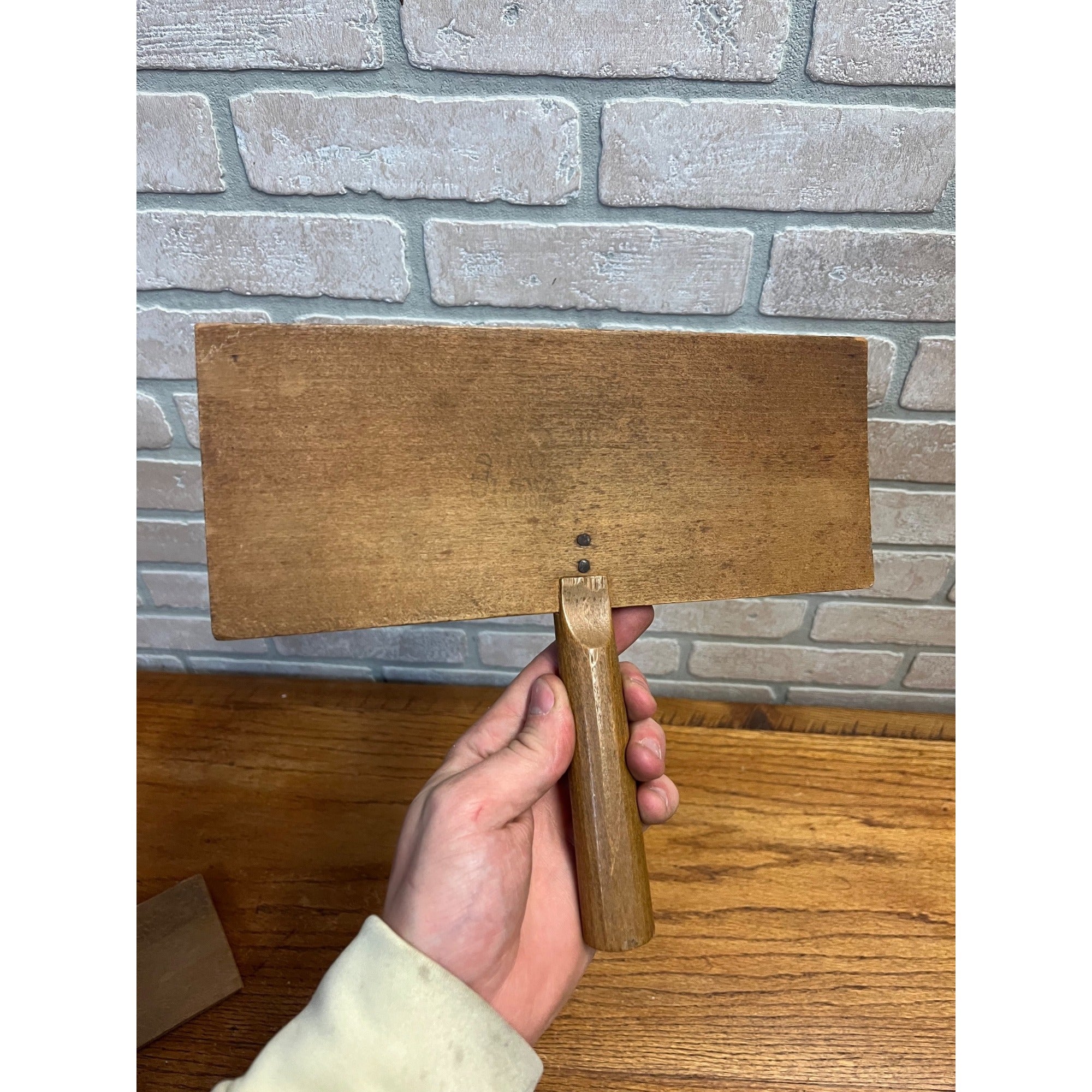 Primitive Antique Wooden Wool Paddle Sheep Cards Farm Tool Weaving Spinning