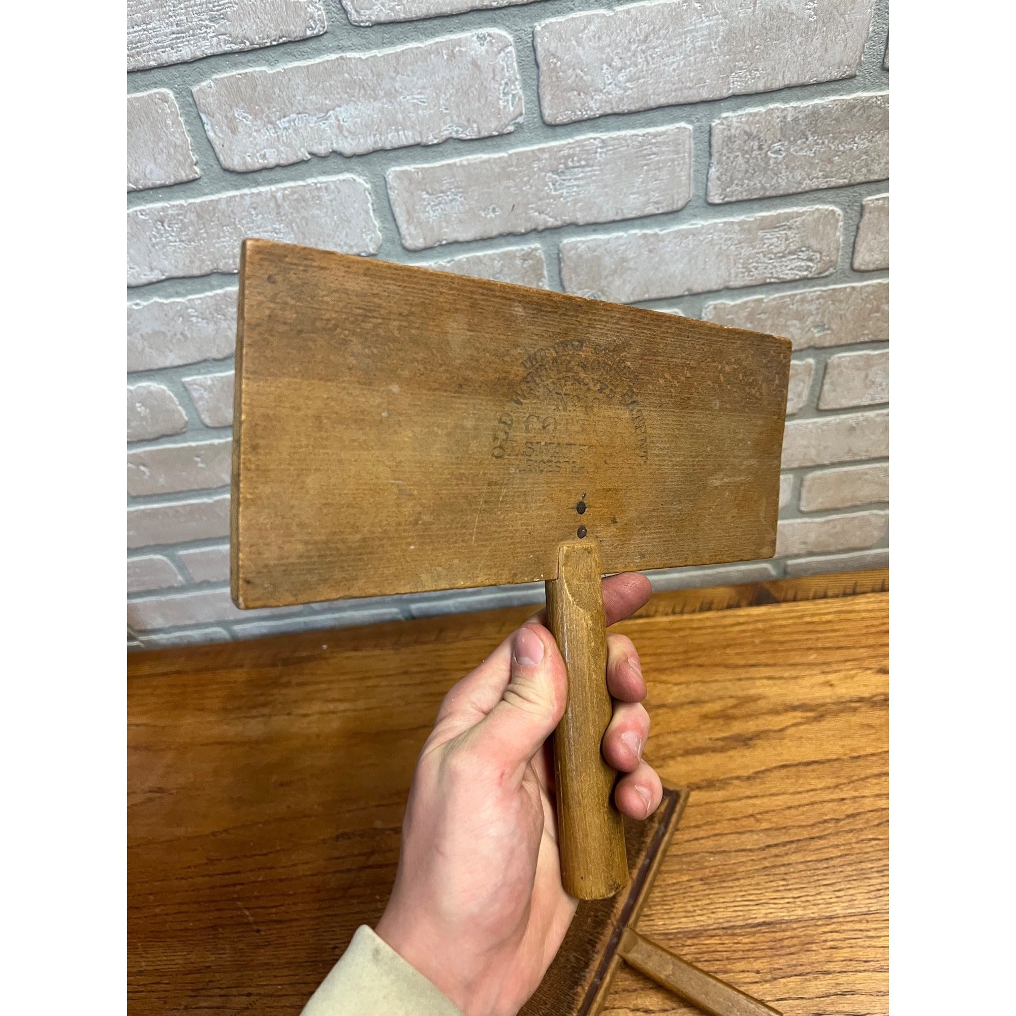 Primitive Antique Wooden Wool Paddle Sheep Cards Farm Tool Weaving Spinning