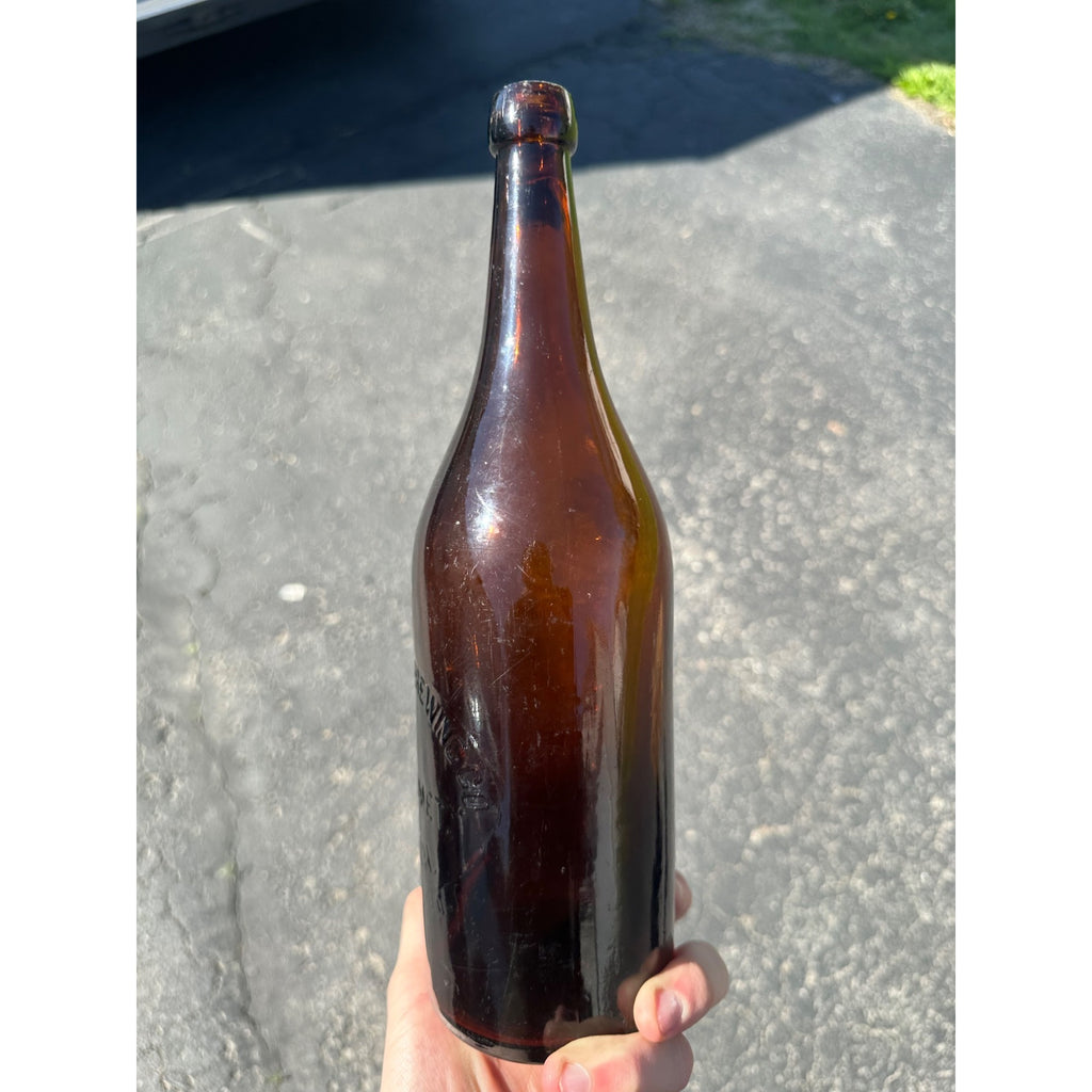 Early Amber Quart Calumet Brewing Co. Michigan Blob Top Beer Bottle