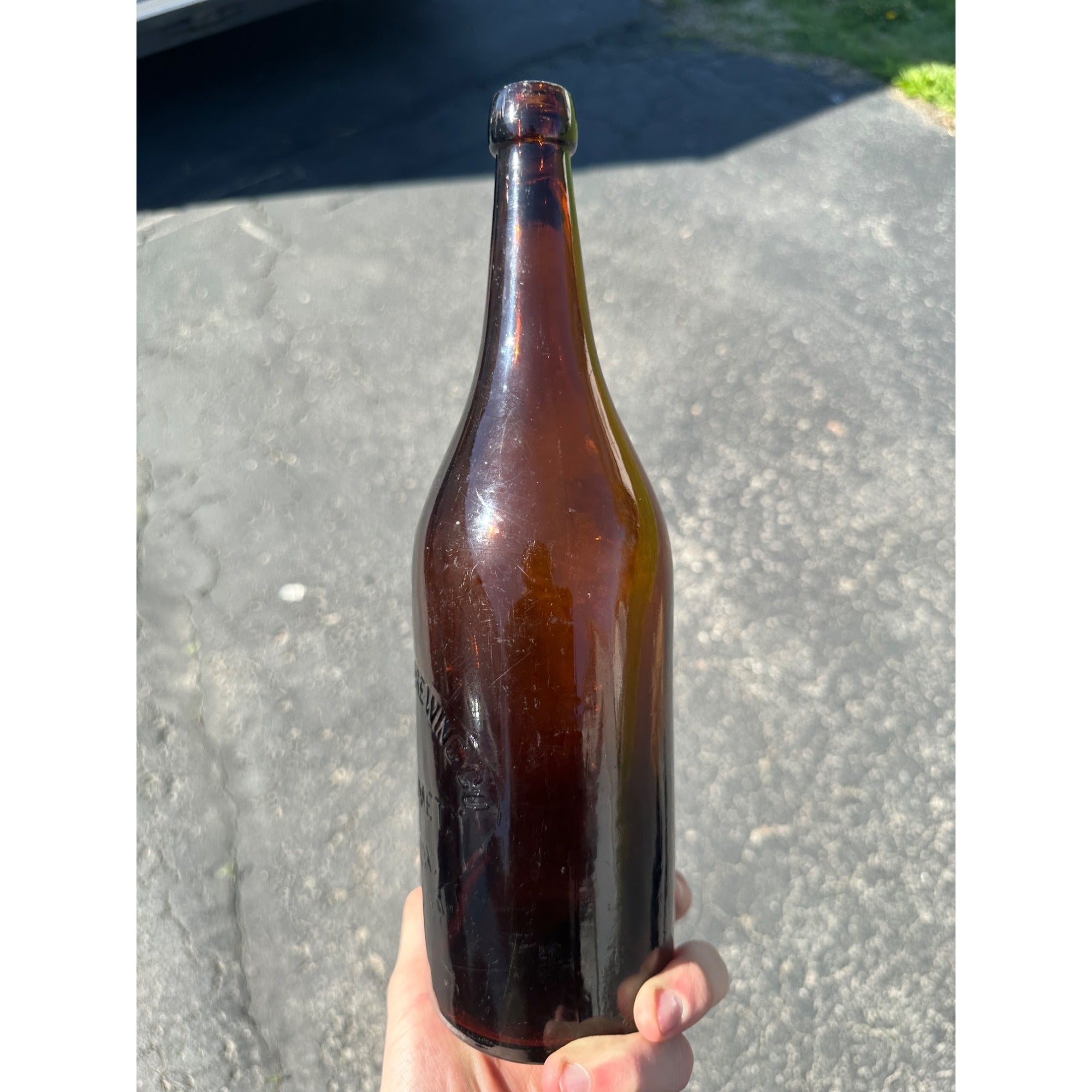 Early Amber Quart Calumet Brewing Co. Michigan Blob Top Beer Bottle