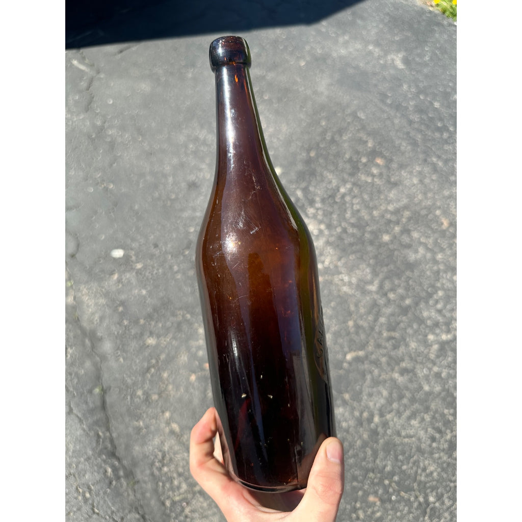Early Amber Quart Calumet Brewing Co. Michigan Blob Top Beer Bottle