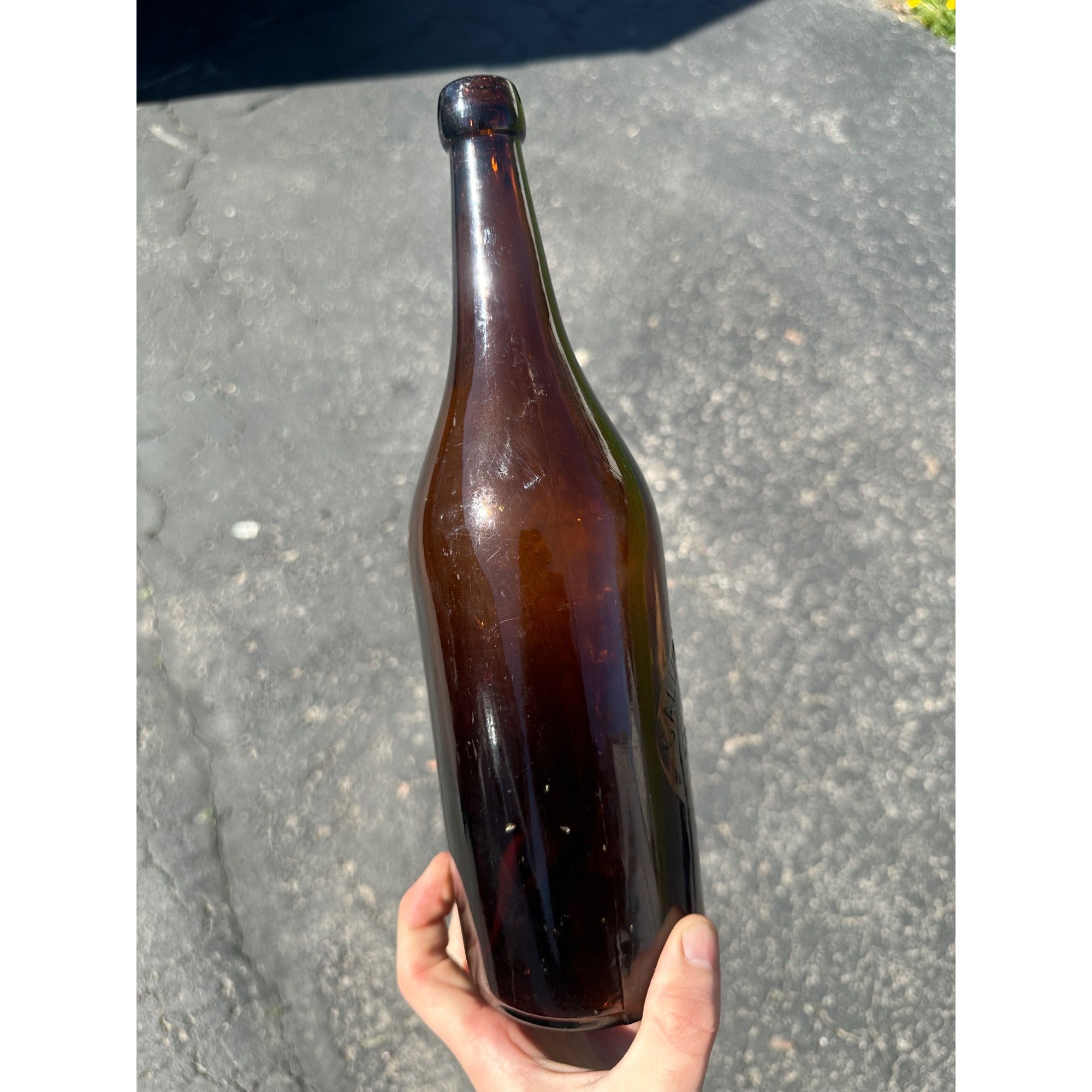 Early Amber Quart Calumet Brewing Co. Michigan Blob Top Beer Bottle