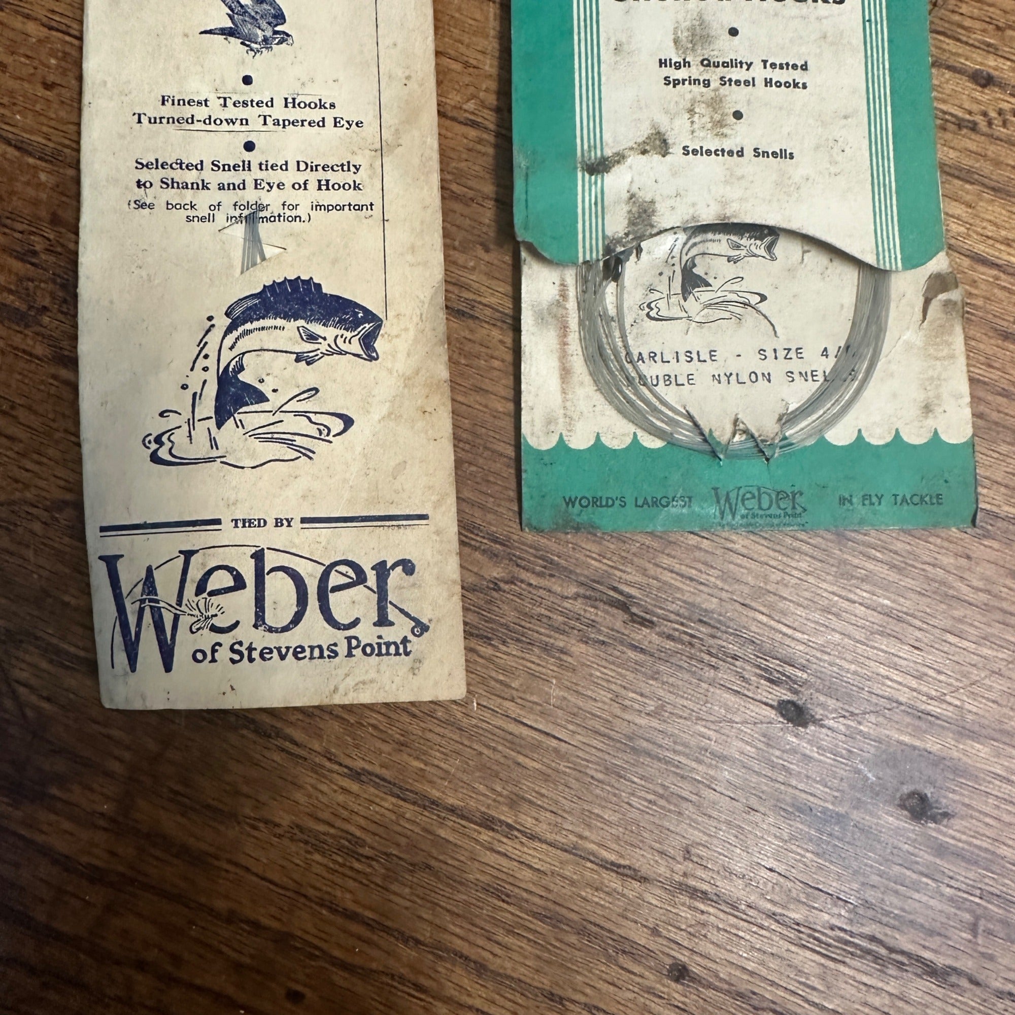 (2) Vintage Weber of Stevens Point Wis Fishing Snelled Hooks Packages Lure