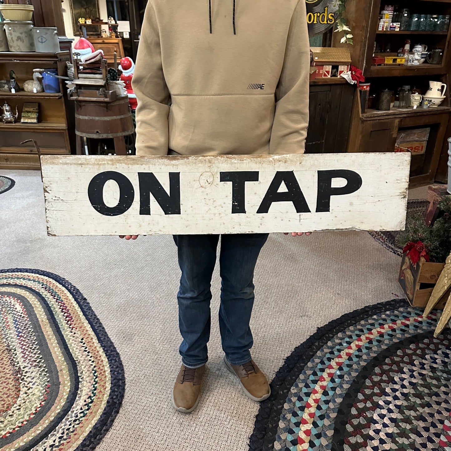 Vintage 1940s On Tap Bar Tavern Advertising Wooden Trade Store Sign Original