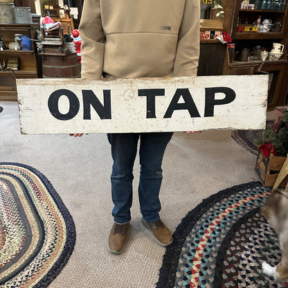 Vintage 1940s On Tap Bar Tavern Advertising Wooden Trade Store Sign Original