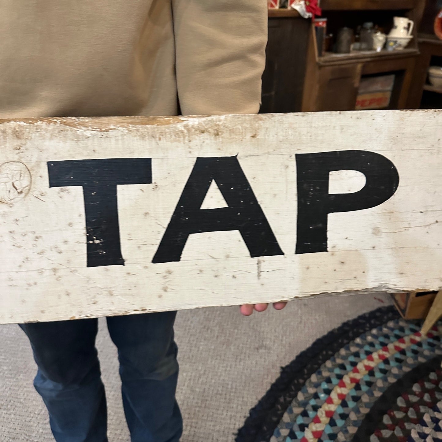 Vintage 1940s On Tap Bar Tavern Advertising Wooden Trade Store Sign Original