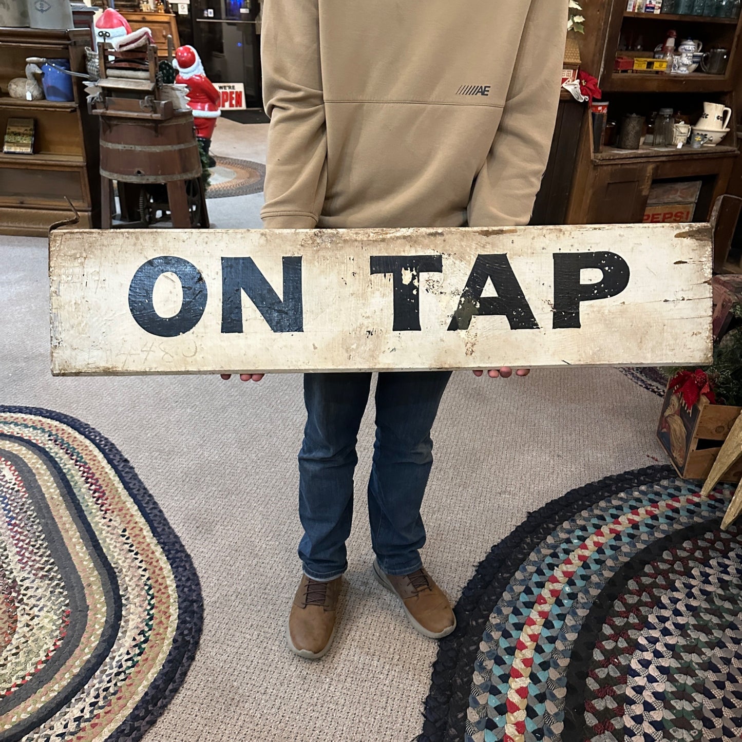 Vintage 1940s On Tap Bar Tavern Advertising Wooden Trade Store Sign Original