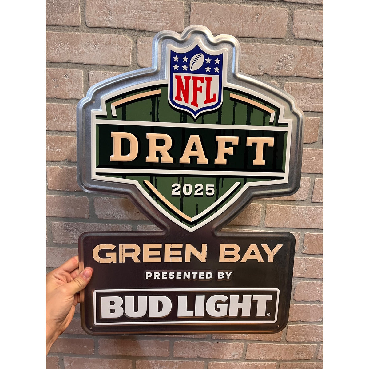 RARE Bud Light NFL Draft 2025 Green Bay Packers Metal Tin Beer Sign Placard