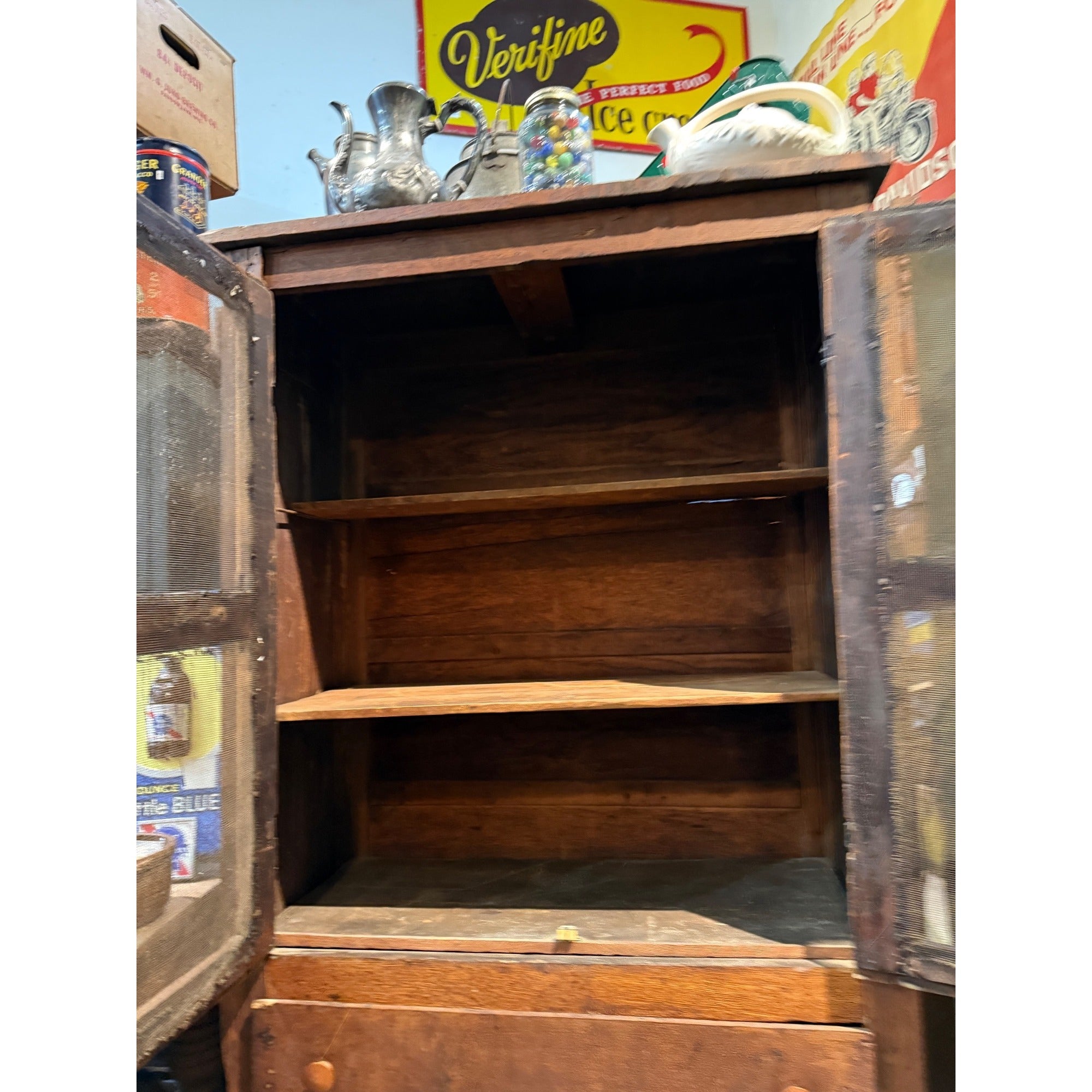 Antique Primitive 19th c. Screened Pie Safe Cabinet Farmhouse Country Storage