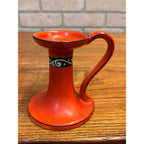 Antique Art Deco Czechoslovakia Orange Porcelain Chamberstick Candle Holder